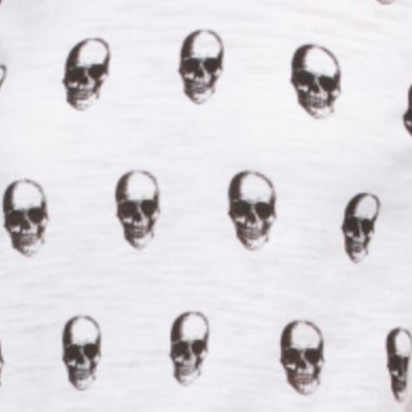SKULL CASHMERE Susie Skull Print Short Sleeve Crew Neck Tee Tops, White, Medium - Picture 3 of 4